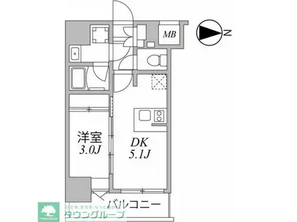 SYFORME住吉(1DK/8階)の間取り写真
