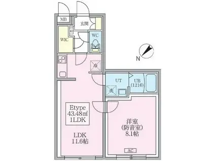 スカイラシクラス平和台(1LDK/1階)の間取り写真