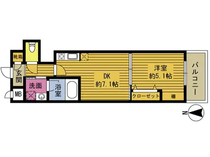 S-FORT大分長浜町(1DK/1階)の間取り写真