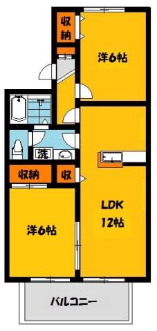 ル・パサージュ(2LDK/2階)の間取り写真