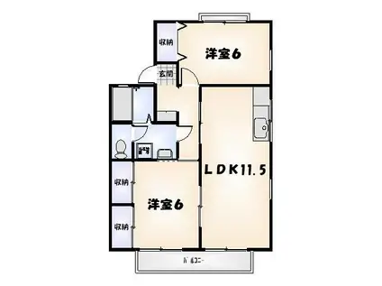 セジュール文化の森(2LDK/1階)の間取り写真