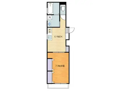 ソラテラスSECOND(1DK/2階)の間取り写真