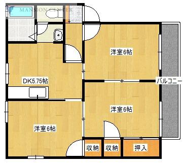 サンモールニューセブンB(3DK/2階)の間取り写真