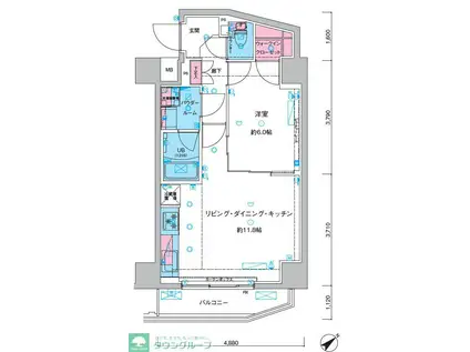 GENOVIA三ノ輪IIISKYGARDEN(1LDK/8階)の間取り写真