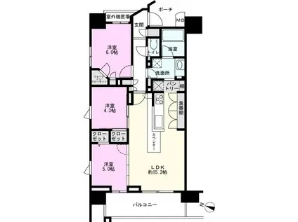 ルピアコート大宮 THE VISTA(3LDK/13階)の間取り写真