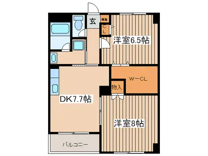 カルム町田(2DK/3階)の間取り写真