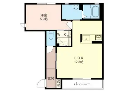 ヴィラ フローラ アイリス(1LDK/1階)の間取り写真