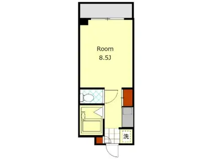 クリア上野毛通(1K/1階)の間取り写真