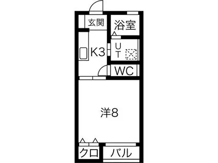 エクセランII棟(1K/2階)の間取り写真