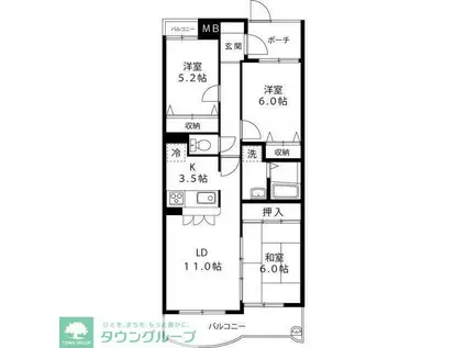 メルヴェユII(3LDK/2階)の間取り写真