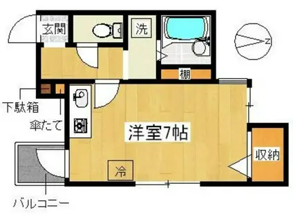 ケーワンヒルズ(ワンルーム/2階)の間取り写真