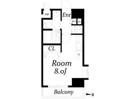 アクアタウンイーストII(ワンルーム/4階)の間取り写真