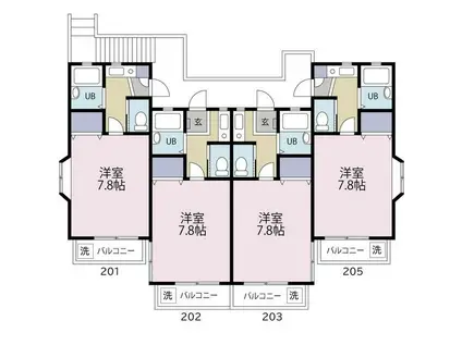 ピュアコートSANADA(1K/2階)の間取り写真