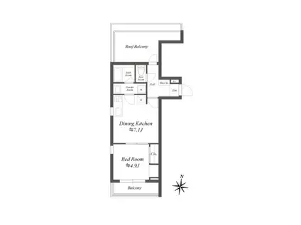 LOTUS阿佐ヶ谷(1DK/4階)の間取り写真