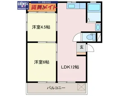 富士ハイツ(2LDK/2階)の間取り写真