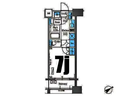 パークアクシス横浜山下町(1K/6階)の間取り写真