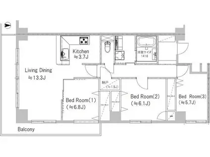 DAIWA GRACE MAISON 大島II(3LDK/1階)の間取り写真