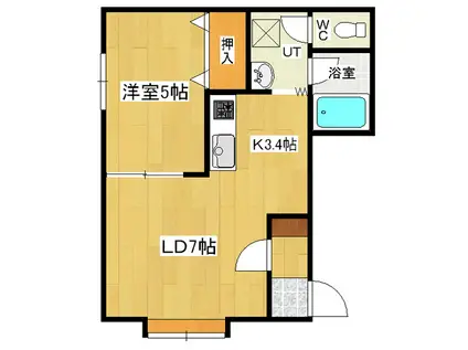 NEO ウエスト(1LDK/2階)の間取り写真