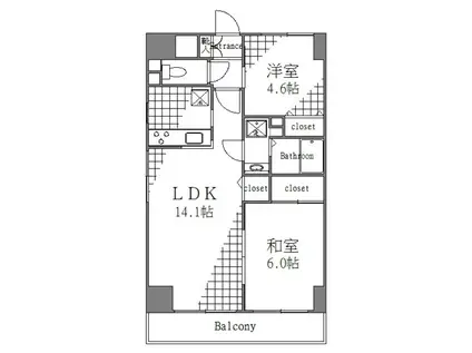 ロイヤルプラザ浅草(2LDK/2階)の間取り写真