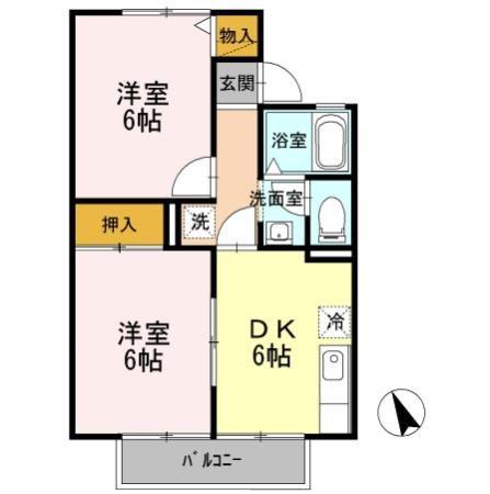 セジュールフェスタ A(2DK/2階)の間取り写真
