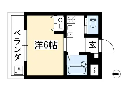 地下鉄烏丸線 北大路駅 バス乗車時間：9分 最寄りバス停で下車 徒歩4分 2階建 築44年(1K/2階)の間取り写真