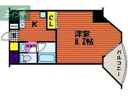 ルシェール(1K/4階)の間取り写真