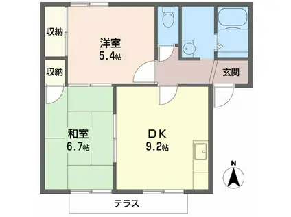 フレグランス滝野(2DK/1階)の間取り写真