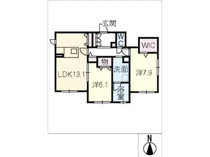 ゼロニアス藤が丘(2LDK/1階)の間取り写真