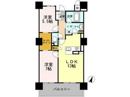 ロイヤルパークスERささしま サウス(2LDK/6階)の間取り写真