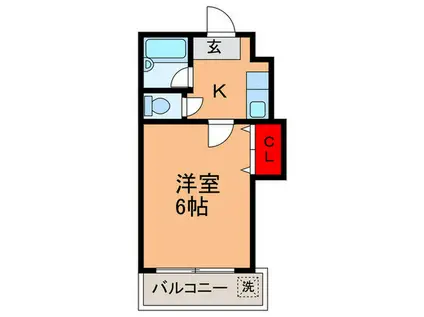 パームコート(1K/1階)の間取り写真