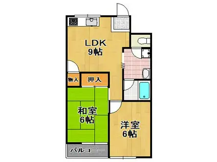 ワタナベパレス(2DK/4階)の間取り写真