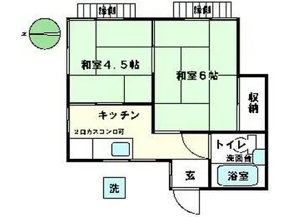 コーポ泉(2K/1階)の間取り写真