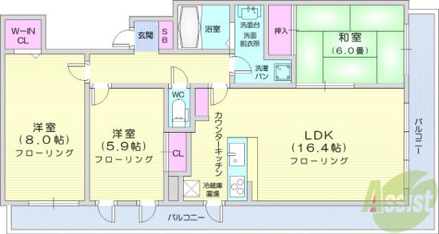 レジディアタワー仙台(3LDK/10階)の間取り写真