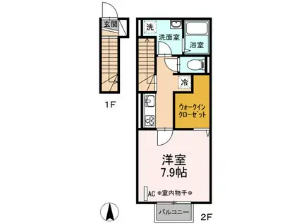 D-ROOM小倉寺 A(1K/2階)の間取り写真