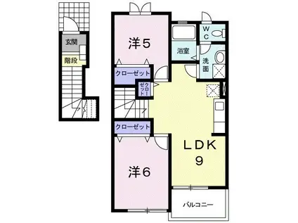 シャン・ド・フルールA(2LDK/2階)の間取り写真