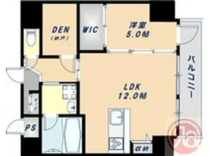 LA CASA 上汐(1SLDK/3階)の間取り写真