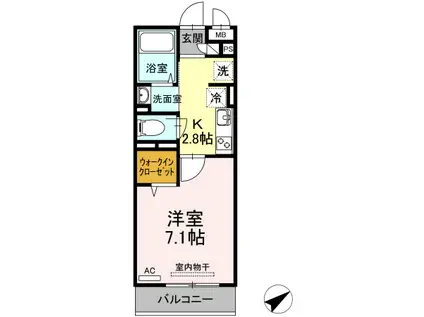 ラプンツェル(1K/3階)の間取り写真