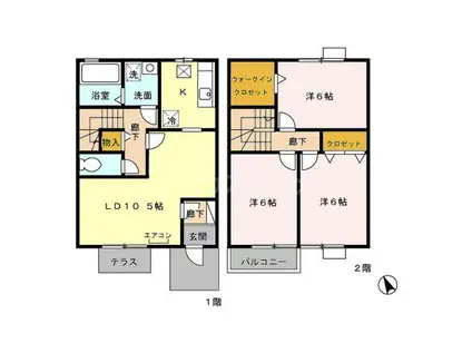 ロイヤルパレス B(3LDK/2階)の間取り写真