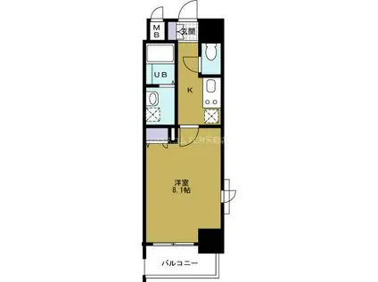 エイペックスみなとCENTRAL AVENUE(1K/4階)の間取り写真