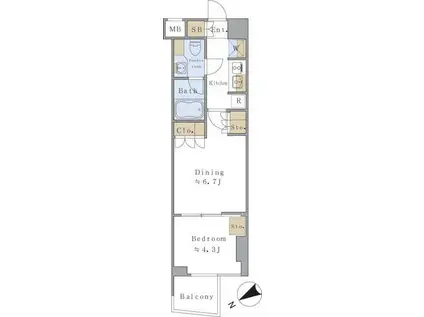 BRILLIA IST 千駄ヶ谷(1DK/5階)の間取り写真