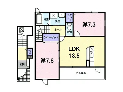 グラングラースラフィネ(2LDK/2階)の間取り写真