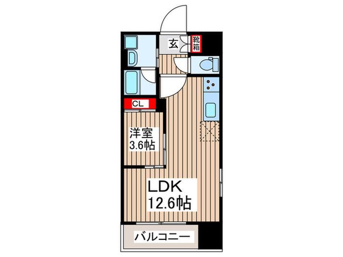 プラウドフラット錦糸町ウエスト(1LDK/12階)の間取り写真