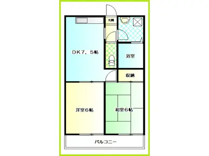 ハイブリッヂPAO(2DK/4階)の間取り写真