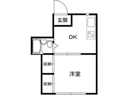 サンフラッツ(1DK/1階)の間取り写真