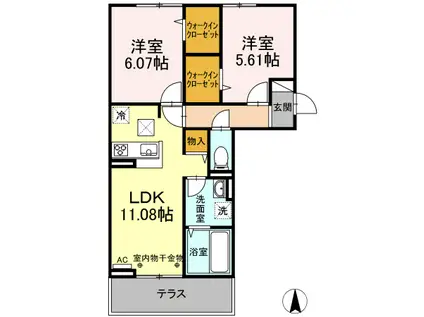 LEAD R.E(2LDK/1階)の間取り写真