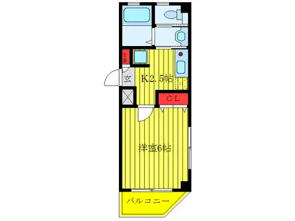 グリオ志茂(1K/1階)の間取り写真
