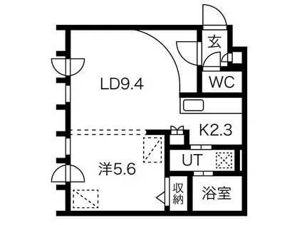 PROUD厚別中央(1LDK/2階)の間取り写真