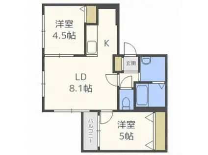 AO AKUA N24(2LDK/1階)の間取り写真