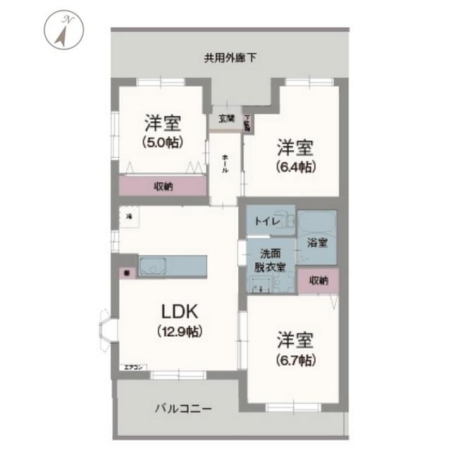 エクセルシオール(3LDK/2階)の間取り写真