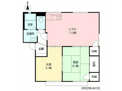 ヴィラ竹内(2LDK/1階)の間取り写真